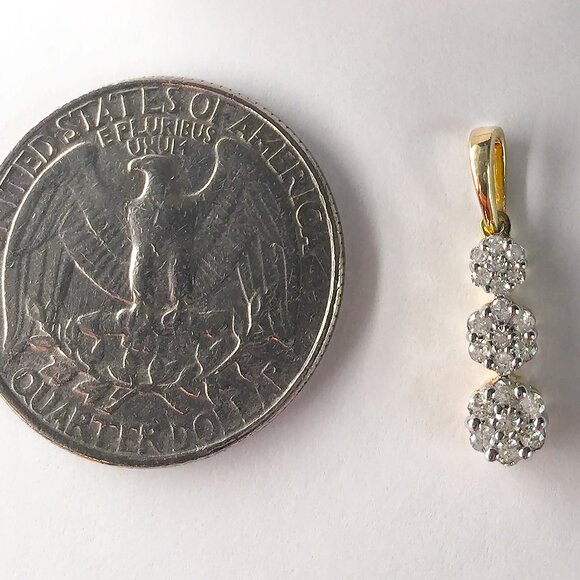 10K Yellow Gold Real Natural Diamond Pendant, Tiny Petite Charm, Luxury Jewelry - Picture 6 of 7